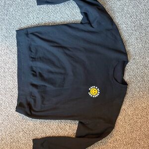Black Sweatshirt with Smiley Face Graphic